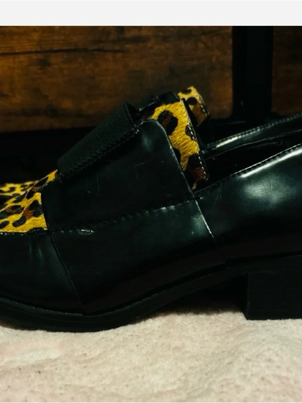 Zara Black and Leopard Slip-On Shoes, size 8.5 (EU39), Excellent Condition